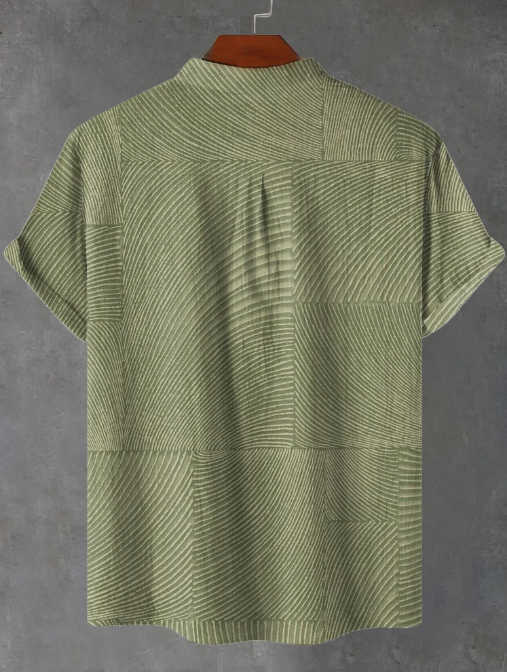 Louis Green Abstrakt Geometrisk Bølge Tapet Kunsttryk Casual Skjorte