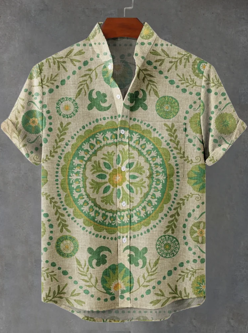 Conrad Classic Vintage Tile Art Print Casual Shirt