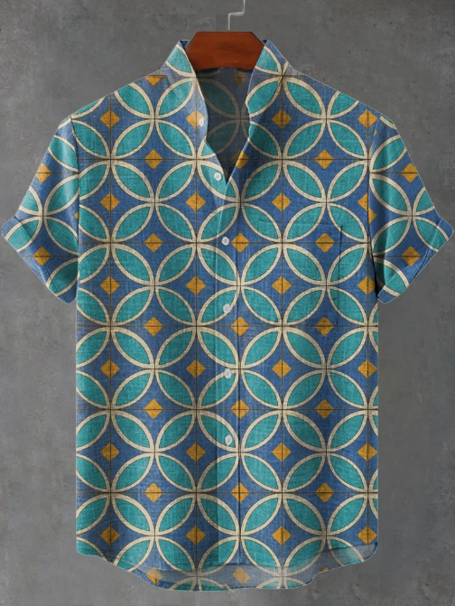 Clark Retro Tapet Kunsttryk Casual Skjorte