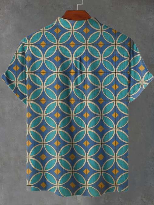 Clark Retro Tapet Kunsttryk Casual Skjorte