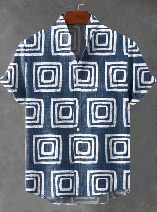 Desmond Abstrakt Tæppe Kunst Print Casual Skjorte