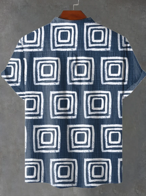 Desmond Abstrakt Tæppe Kunst Print Casual Skjorte