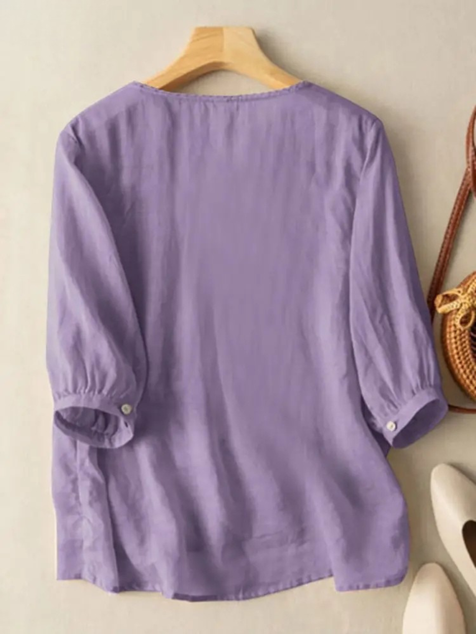 Floor | Broderet Bomulds Boho Bluse (Lille Pasform)