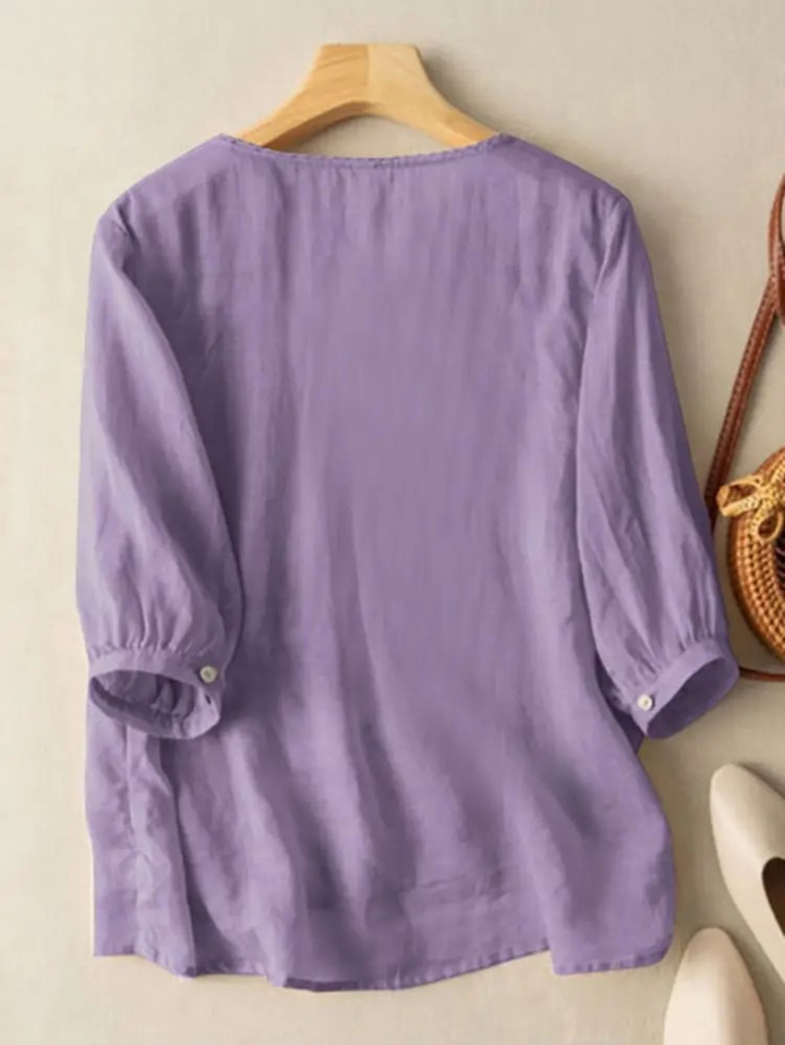 Floor | Broderet Bomulds Boho Bluse (Lille Pasform)