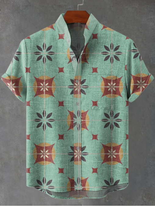 Romerske Gulv- og Vægflise Klistermærker Vintage 70'ernes Fliser Kunsttryk Casual Skjorte