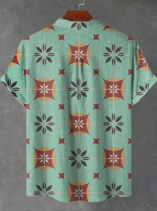 Romerske Gulv- og Vægflise Klistermærker Vintage 70'ernes Fliser Kunsttryk Casual Skjorte