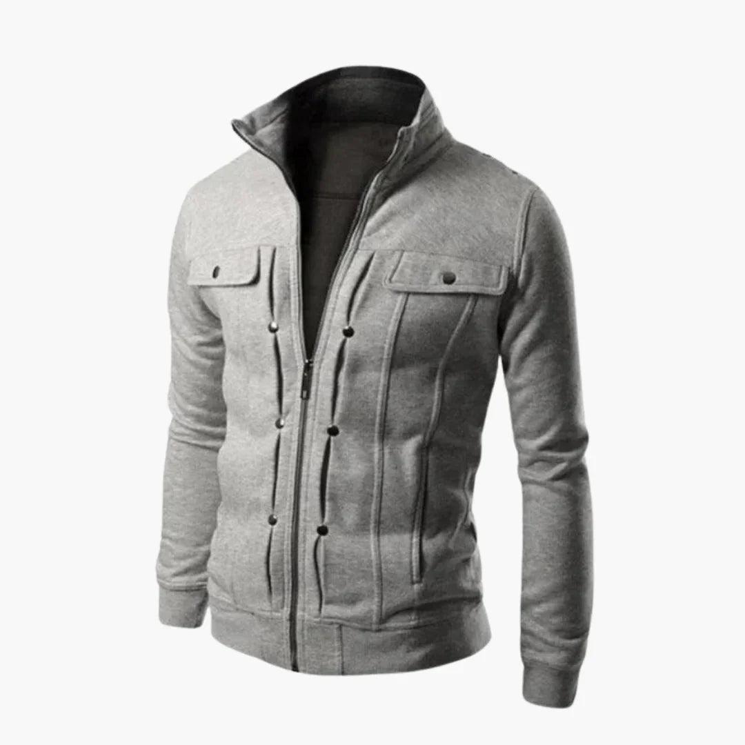 Fleece-foret zip-jakke med lommer til mænd