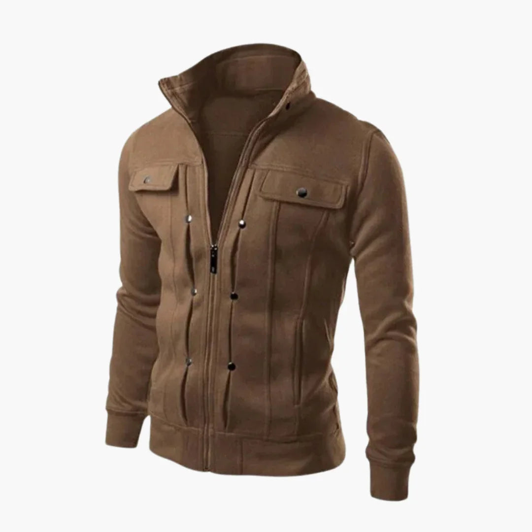 Fleece-foret zip-jakke med lommer til mænd
