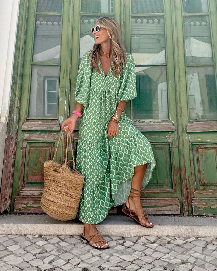 Eline | Boheme Bomuld Maxi Kjole