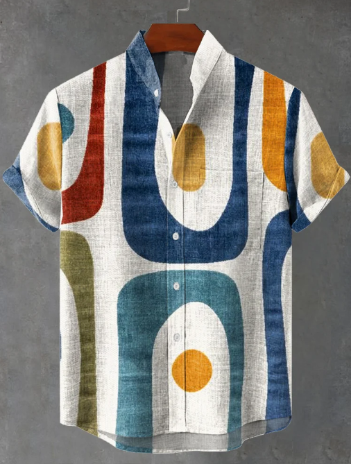 Julian Abstrakt Tæppe Kunst Print Casual Skjorte