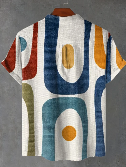 Julian Abstrakt Tæppe Kunst Print Casual Skjorte