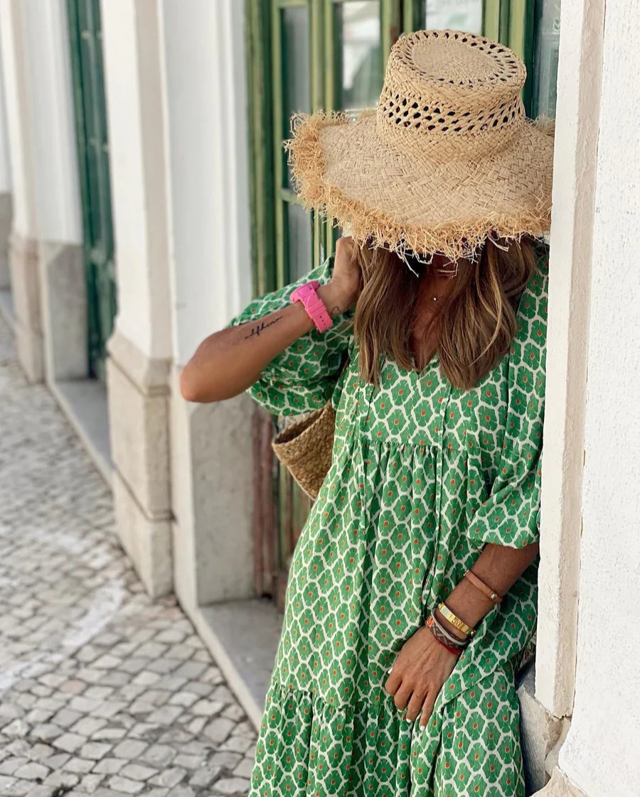 Eline | Boheme Bomuld Maxi Kjole