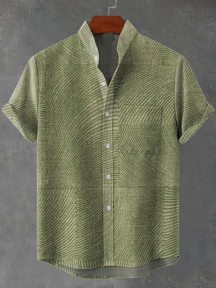 Theo Green Abstrakte Geometriske Bølge Tapet Kunst Print Casual Skjorte