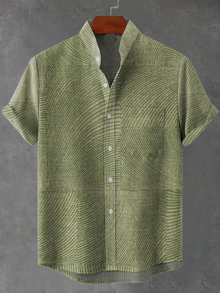 Theo Green Abstrakte Geometriske Bølge Tapet Kunst Print Casual Skjorte
