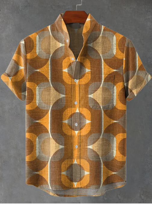 Emmett Wallpaper Sinon Orange Kunsttryk Casual Skjorte