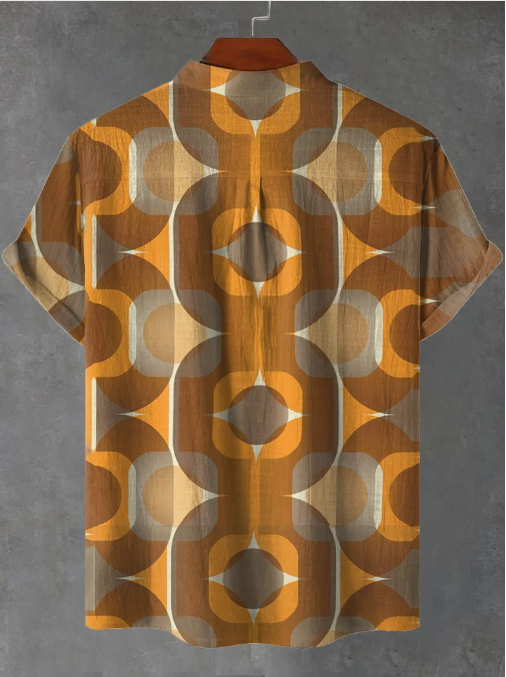 Emmett Wallpaper Sinon Orange Kunsttryk Casual Skjorte