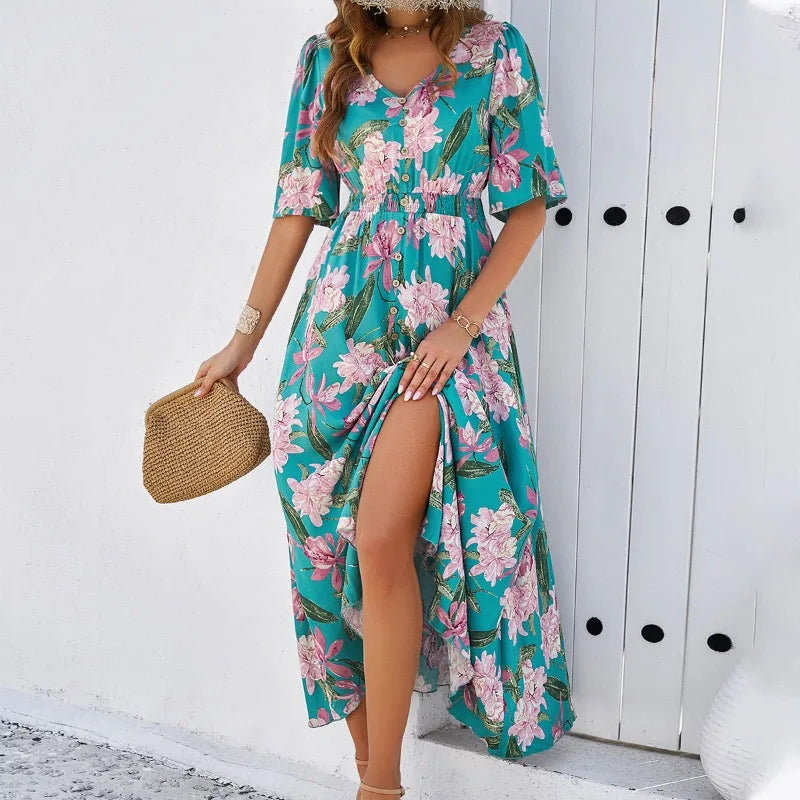 Liva | Boho Midi kjole i hør