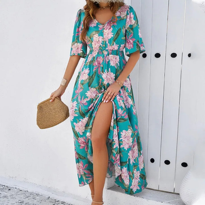 Liva | Boho Midi kjole i hør