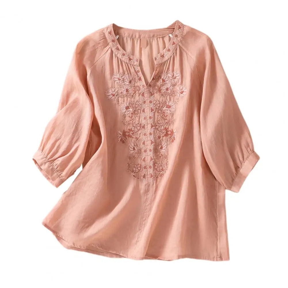 Dania | Broderet bomuldsbluse