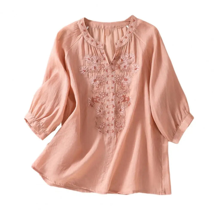Dania | Broderet bomuldsbluse