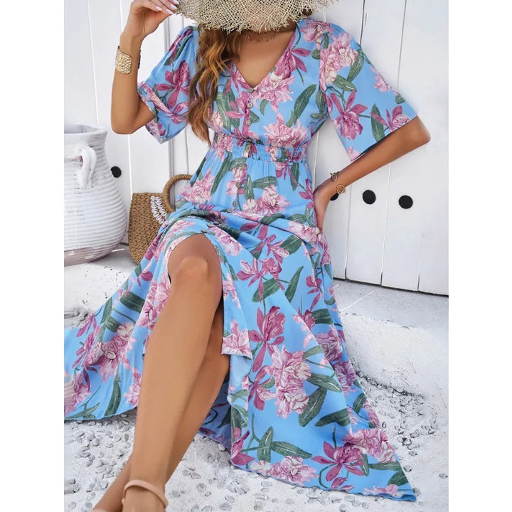Liva | Boho Midi kjole i hør