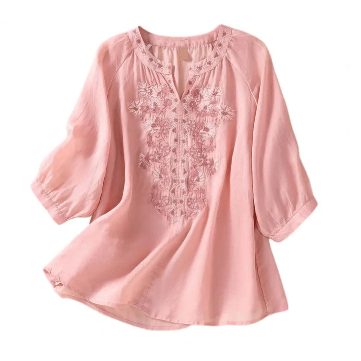 Dania | Broderet bomuldsbluse