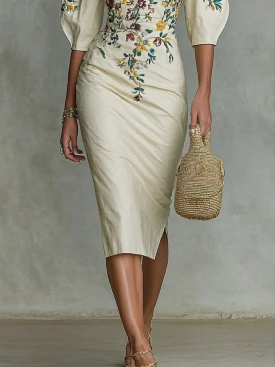 Serah | Stilfuld off-shoulder midikjole&nbsp;