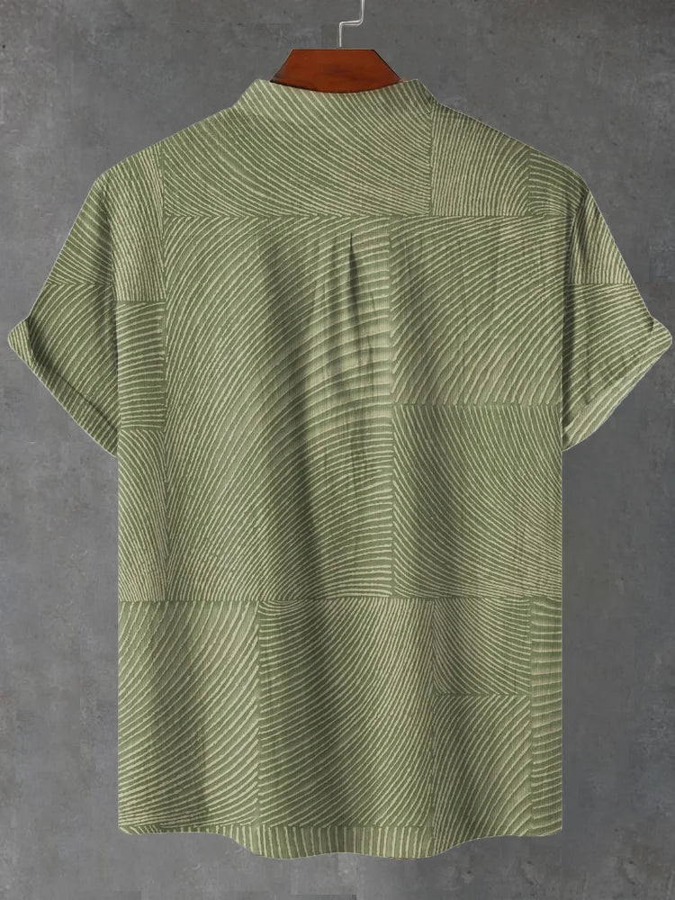Theo Green Abstrakte Geometriske Bølge Tapet Kunst Print Casual Skjorte