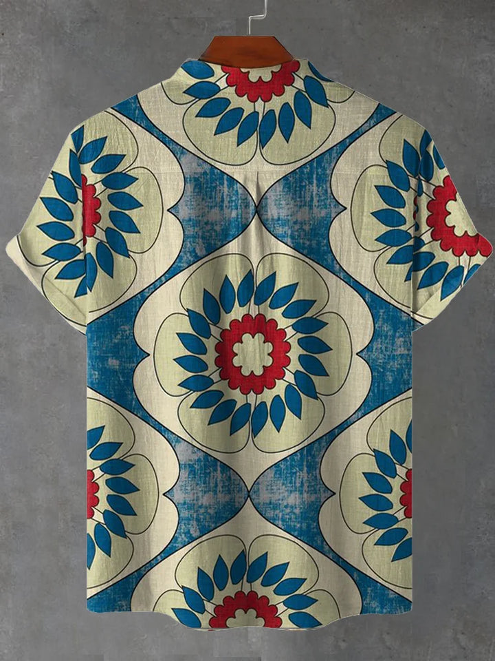 Miles Classic Vintage Tile Art Print Casual Shirt
